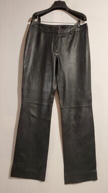 Vtg 90s Y2K 111 State Leather Straight Leg Pants Womens Size 10 Black Biker Moto